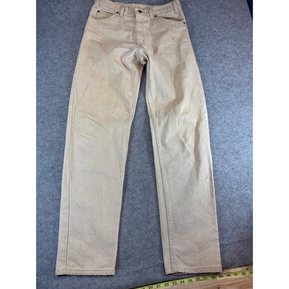 Levis 550 Jeans Men 33x34 Beige Denim Relaxed Fit Straight Leg Orange Tab Grunge - Picture 1 of 13